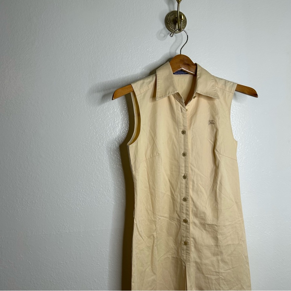 Burberry London Blue Label Tan Neutral Button Down Collared Dress Logo Size 38/8 - Picture 5 of 13